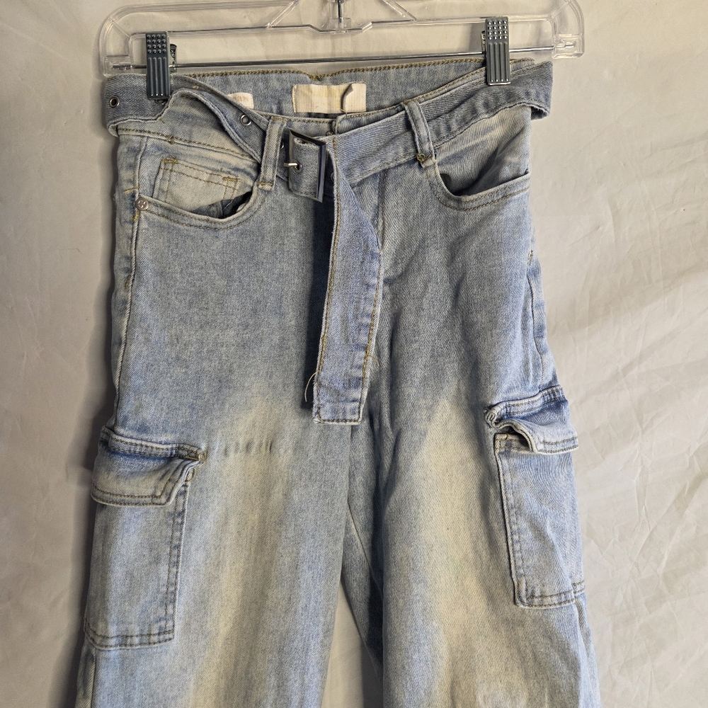 Celebrity Ace Light Blue Cargo Women Jeans - Picture 2 of 9